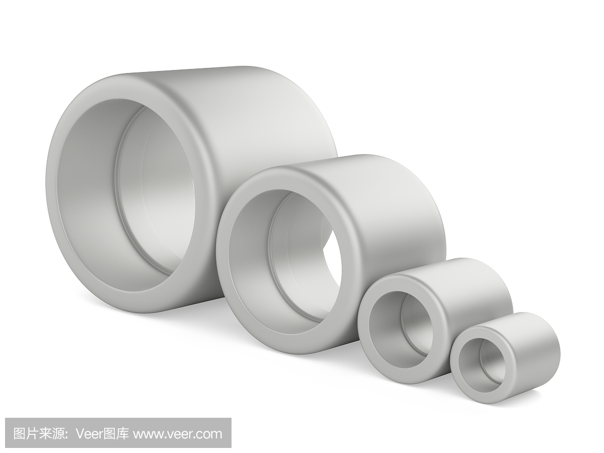 設置在白色背景上的管道配件。